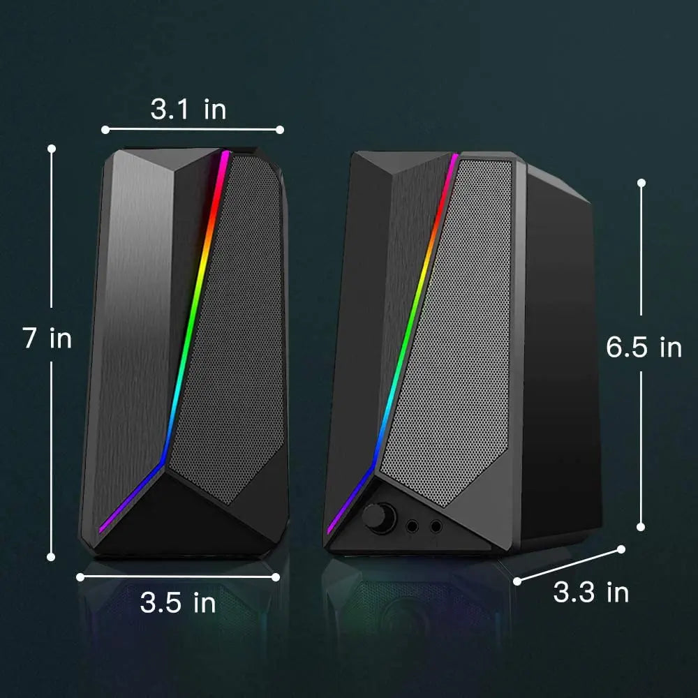 Haizr 10W RGB Gaming Computer Speaker with Colorful LED Light & Stereo Bass, USB Powered Pattan Australia